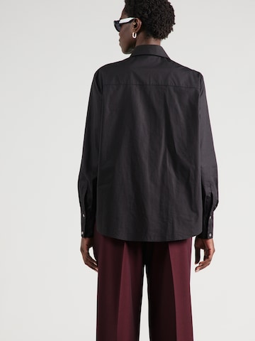 Karl Lagerfeld - Blusa 'FLOWER POPLIN' em preto: atrás