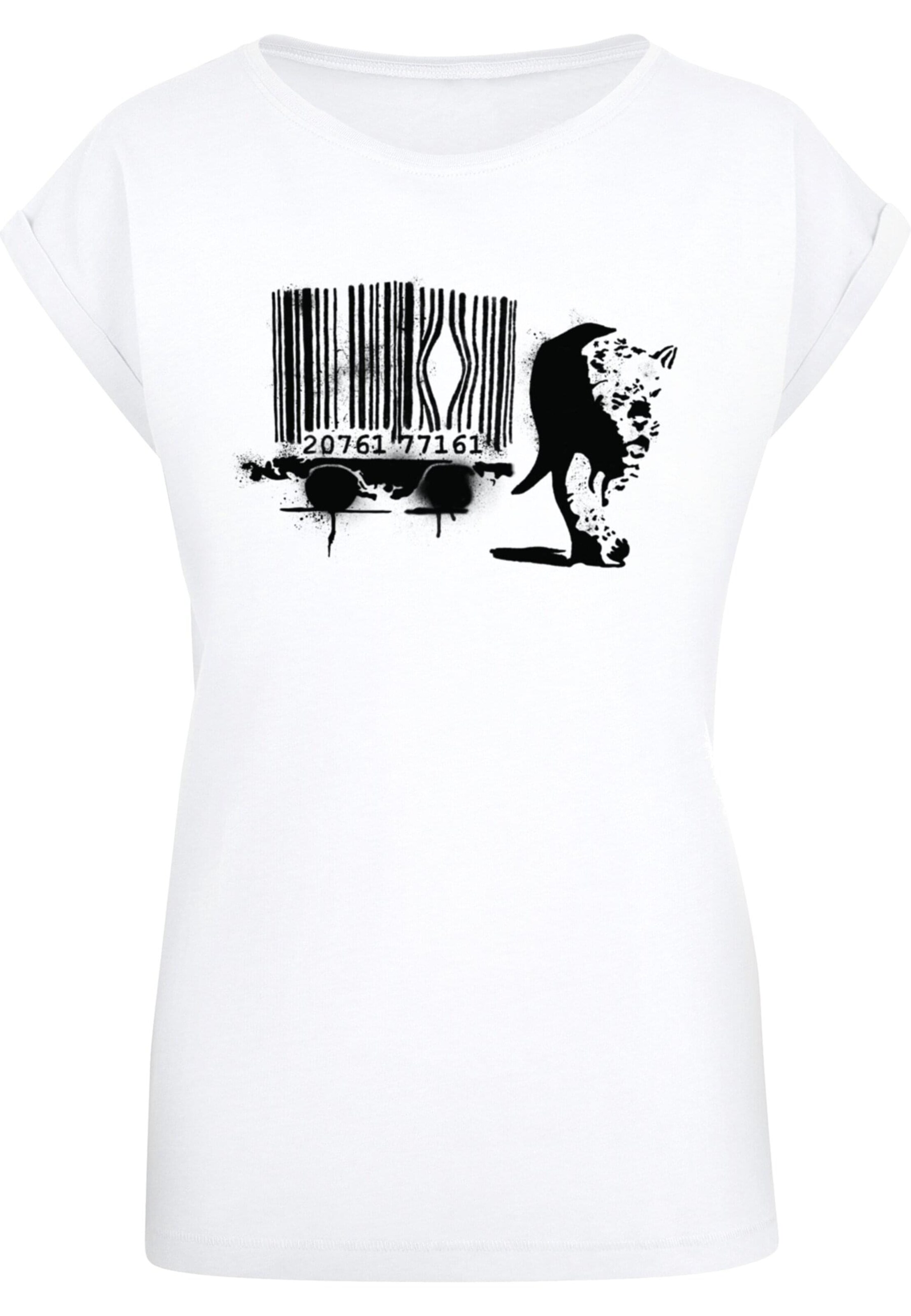 Merchcode Shirt 'Brandalised - Barcode Leopard Circle' in Weiß: Vorderseite