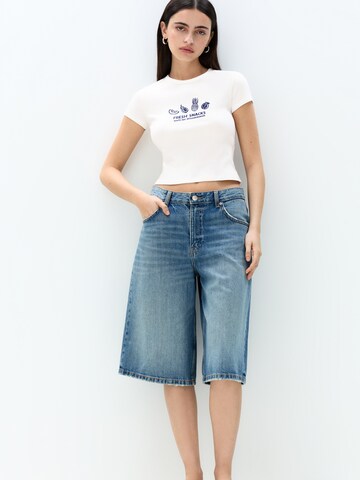 T-shirt 'PACIFIC FRUTAS' Pull&Bear en blanc