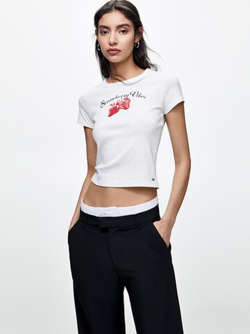 T-shirt Pull&Bear en blanc : devant