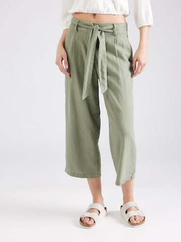 ONLY Wide leg Pleat-Front Pants 'CARO' in Green: front