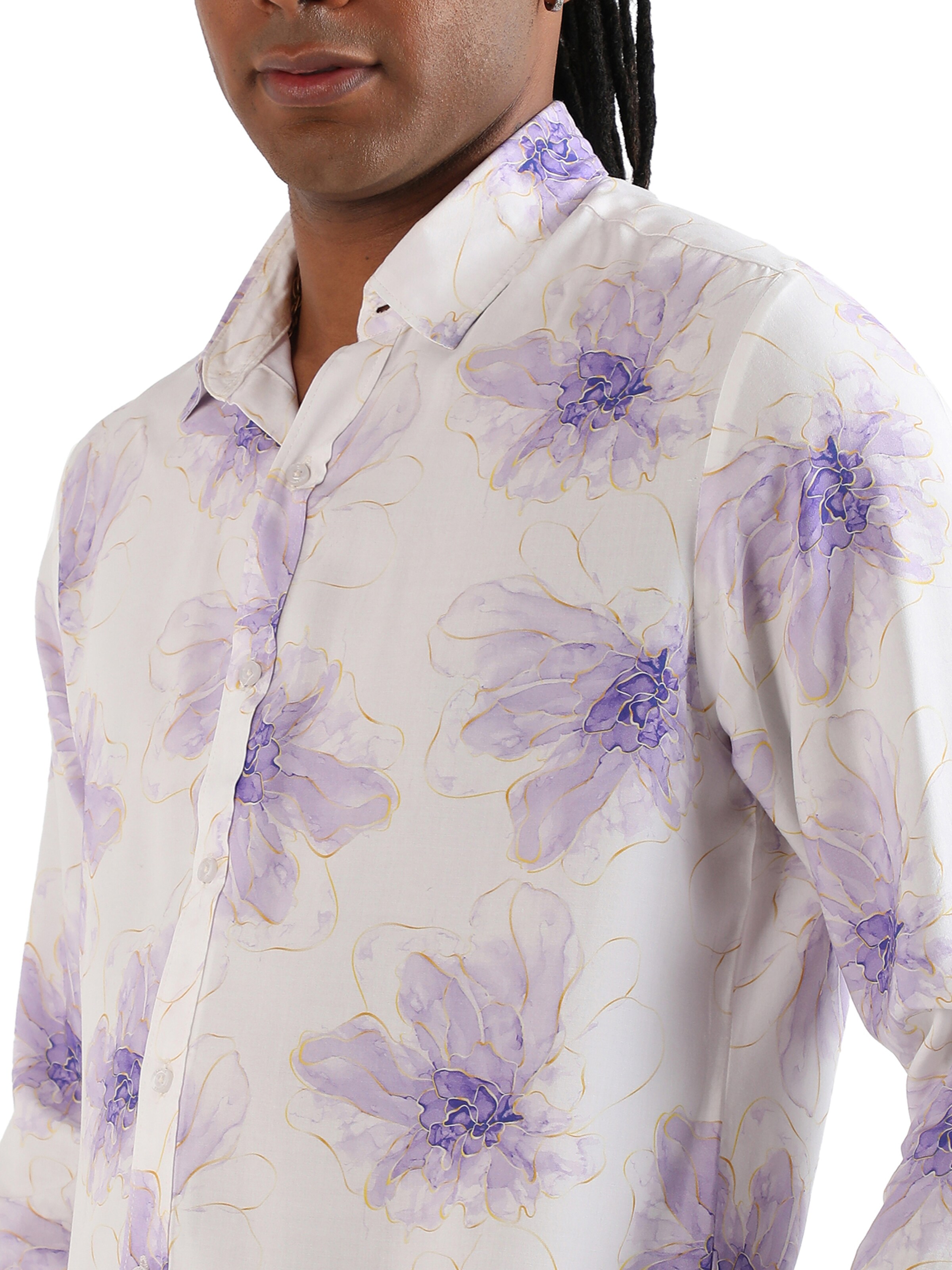 Campus Sutra Comfort Fit Hemd 'Derek' in Lila