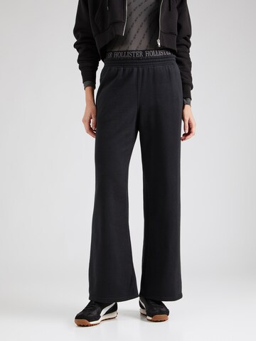 HOLLISTER Wide leg Παντελόνι σε μαύρο: μπροστά