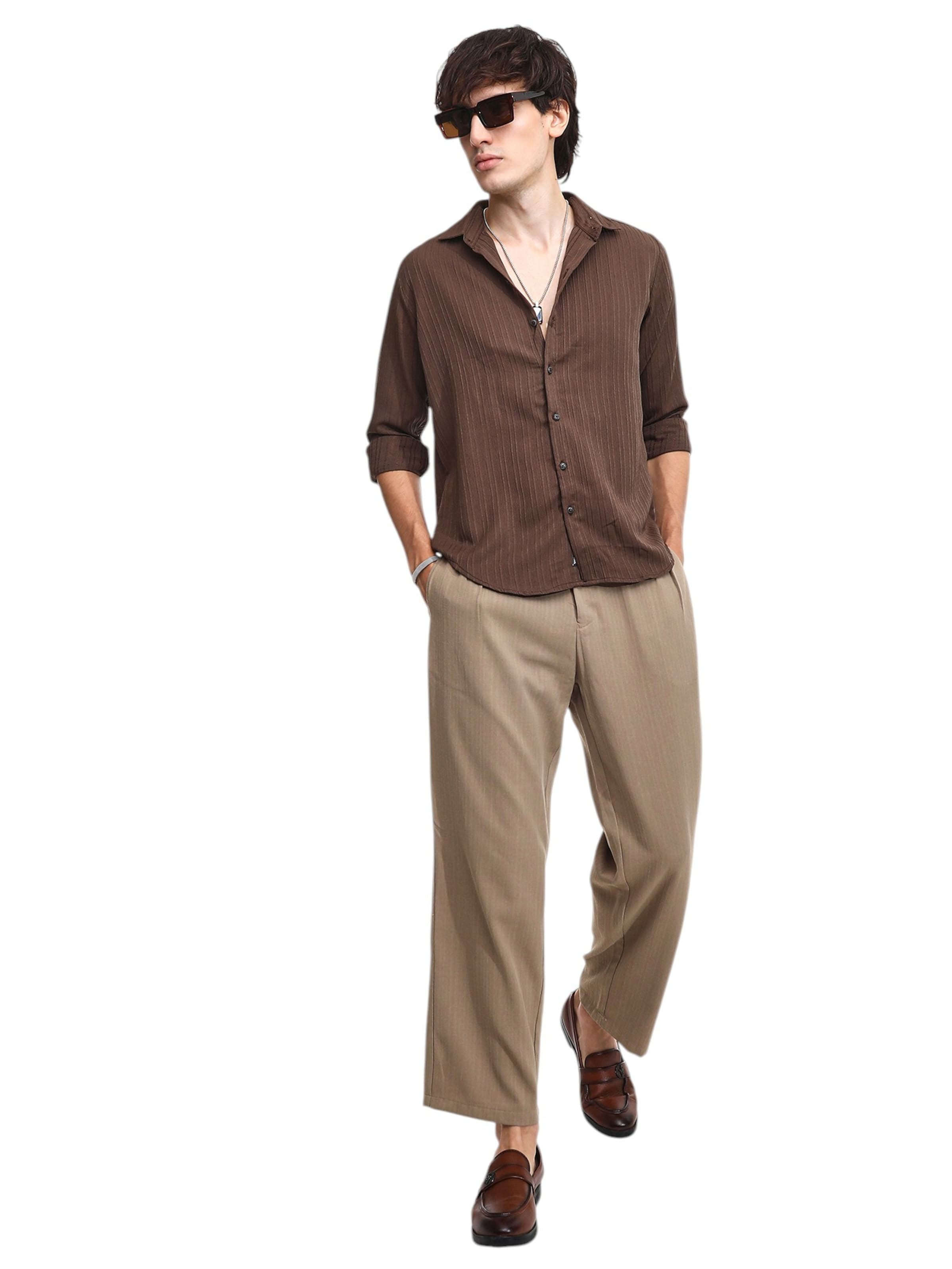 Campus Sutra Regular Fit Hemd 'Brynn' in Braun