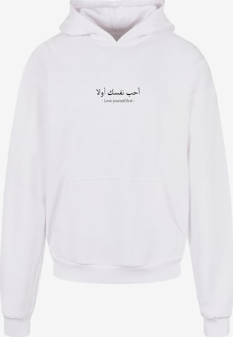 Merchcode Sweatshirt 'Love Yourself First' in Wit: voorkant