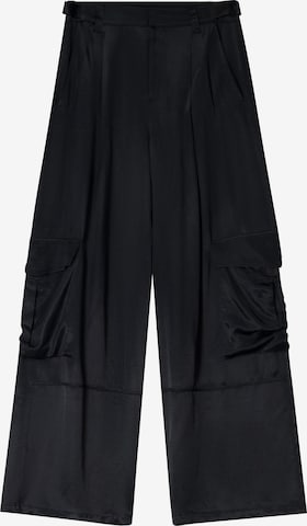 Bershka Wide Leg Gargohousut värissä musta: etupuoli