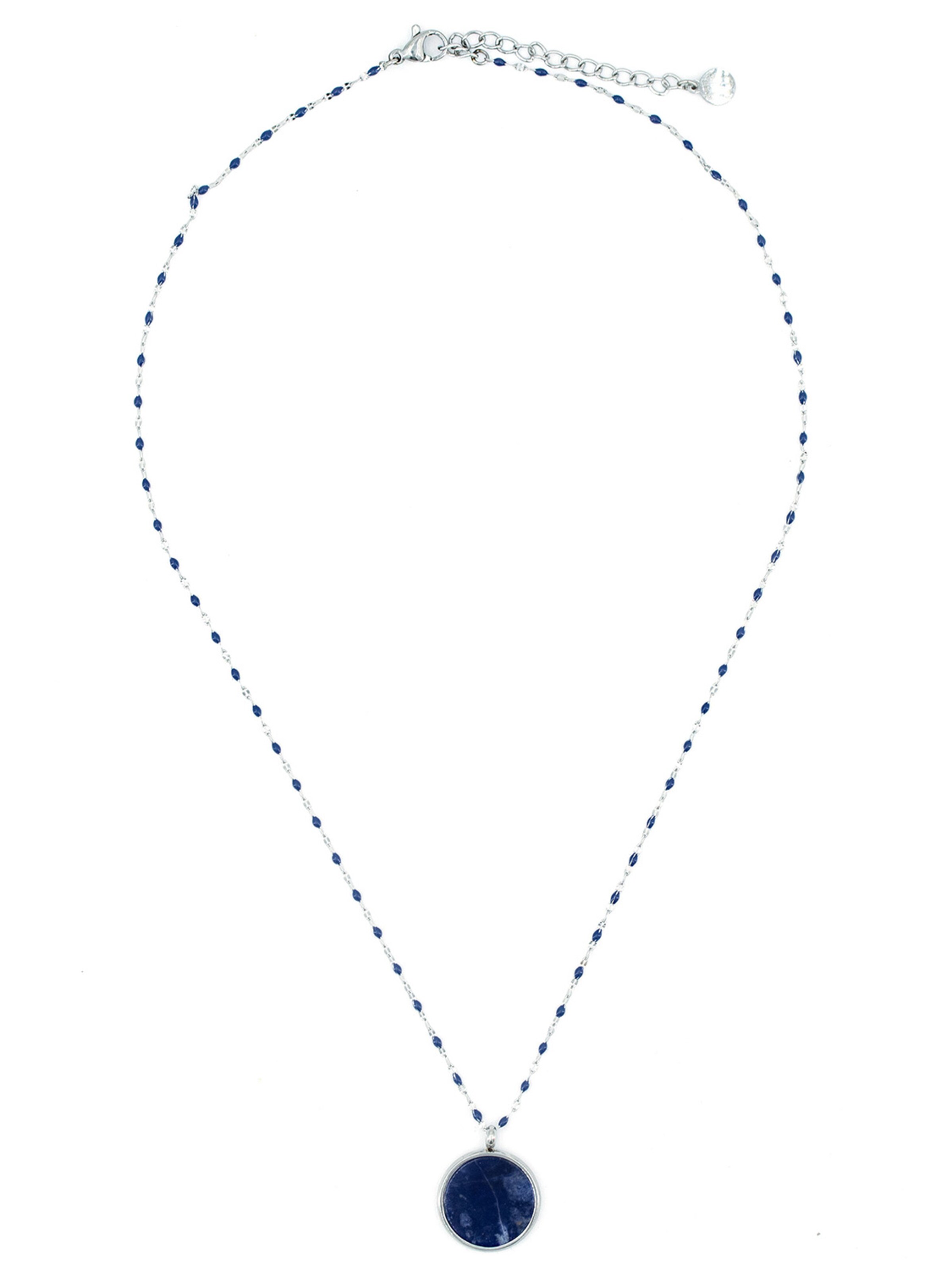 Sergio Engel Kette 'Beach Kette 03 Farbig akzentuierte Edelstahlkette mit Natursteinanhänger'‌‌‌ in Blau: Vorderseite
