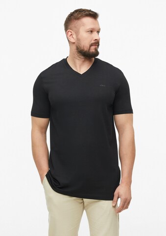 s.Oliver Men Tall Sizes Shirt in Black: front