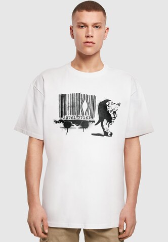 Merchcode Shirt 'Brandalised - Barcode Leopard' in White: front