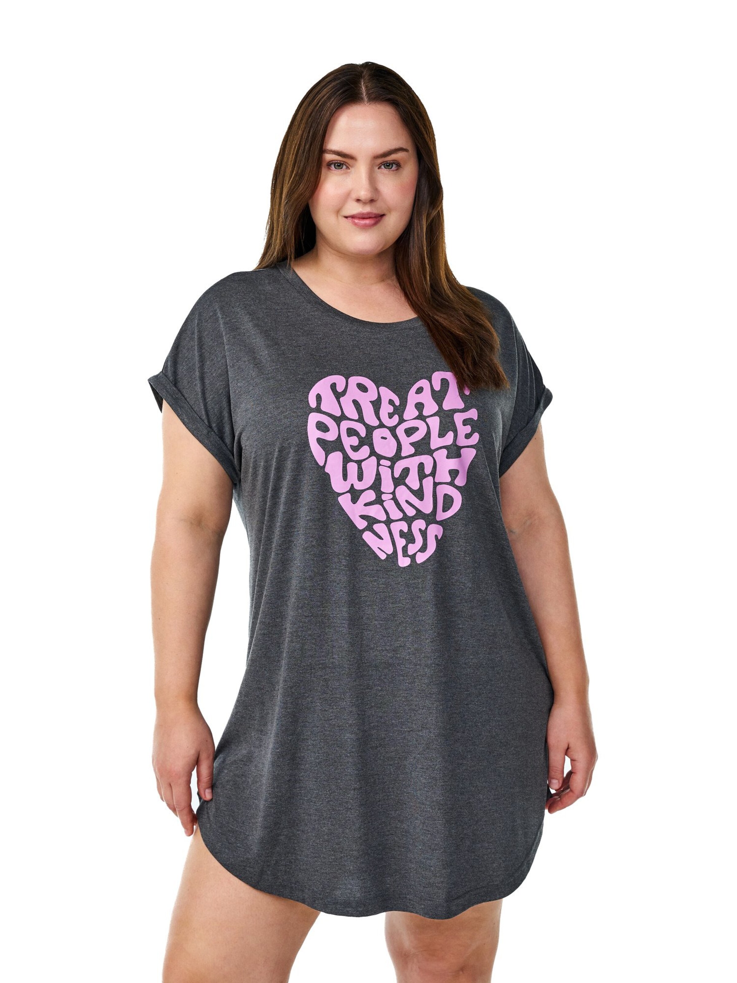 Zizzi Ночная рубашка 'MALIS' в Черный: спереди