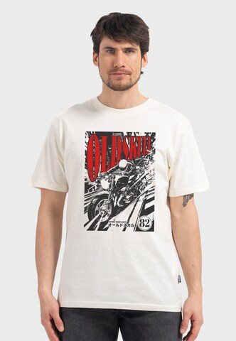 Oldskull Shirt 'Asian Comic Cruiser' in Wit: voorkant