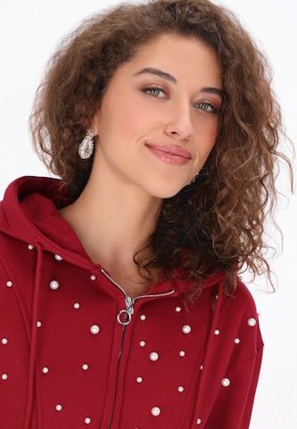 faina - Sudadera con cremallera en rojo