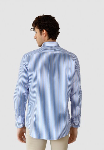 Black Label Shirt Regular Fit Streifenhemd 'TRAVEL' in Blau