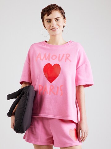 miss goodlife Μπλούζα φούτερ 'Amour Paris' σε ροζ: μπροστά
