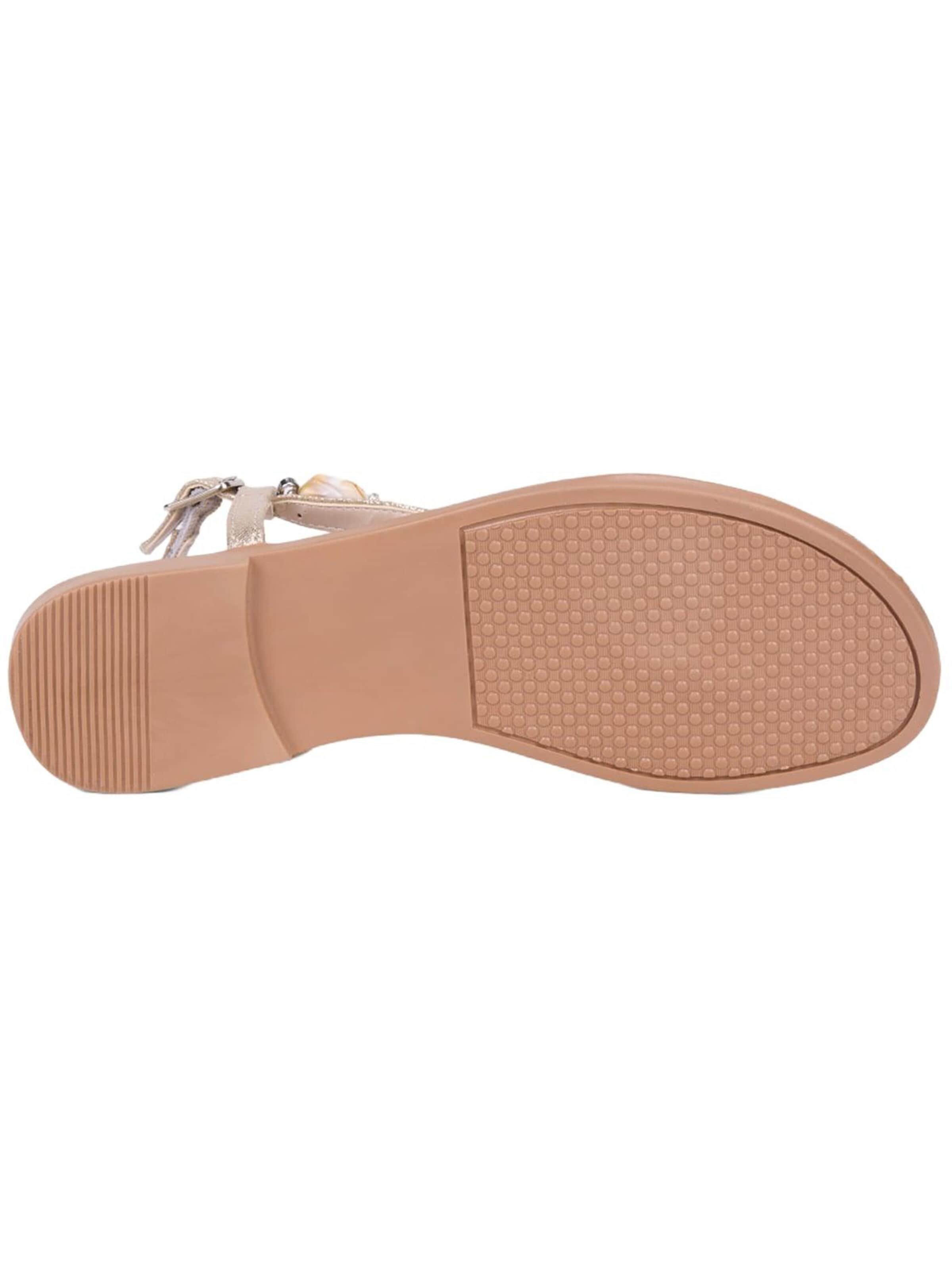 Desa - Sandalias 'DESA Damen-Sandalen mit Schnallendetail und Perlenbesatz' en oro