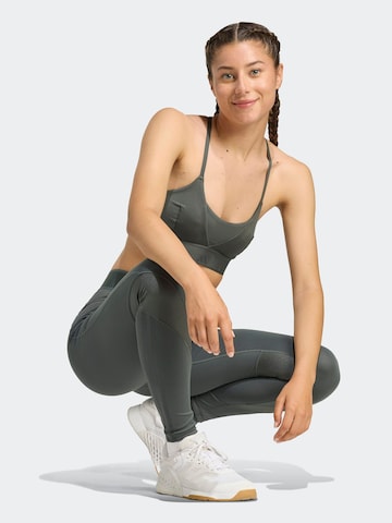 ADIDAS PERFORMANCE Skinny Fit Спортен панталон 'HYG SHN' в зелено: отпред