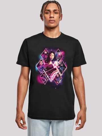 F4NT4STIC Shirt 'DC Comics Justice League Superhelden Movie Team Diamonds' in Zwart: voorkant
