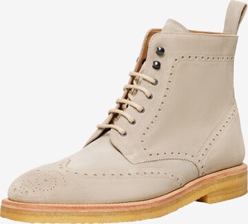 Henry Stevens Lace-Up Boots 'Winston FBDB' in Beige: front