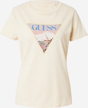 GUESS T-Shirt 'FUJI' in Beige: predná strana