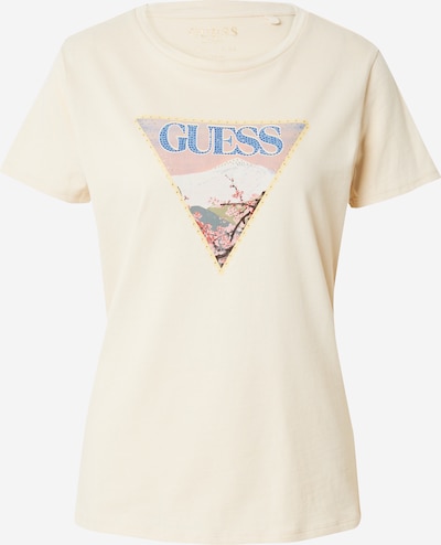 GUESS T-shirt 'FUJI' en beige clair / bleu / jaune / rosé, Vue avec produit