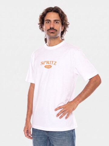 Only & Sons Shirt 'ONSSPRITZ ITALY RLX SS TEE BRIGHT WHITE SPRITZ CLUB' in Wit: voorkant