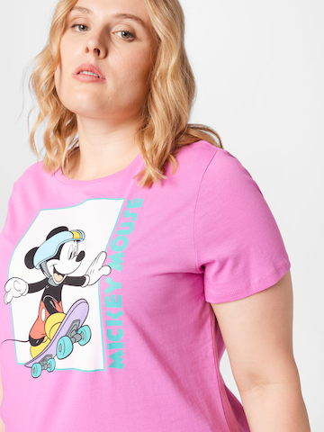 ONLY Carmakoma T-Shirt 'Mickey' in Pink