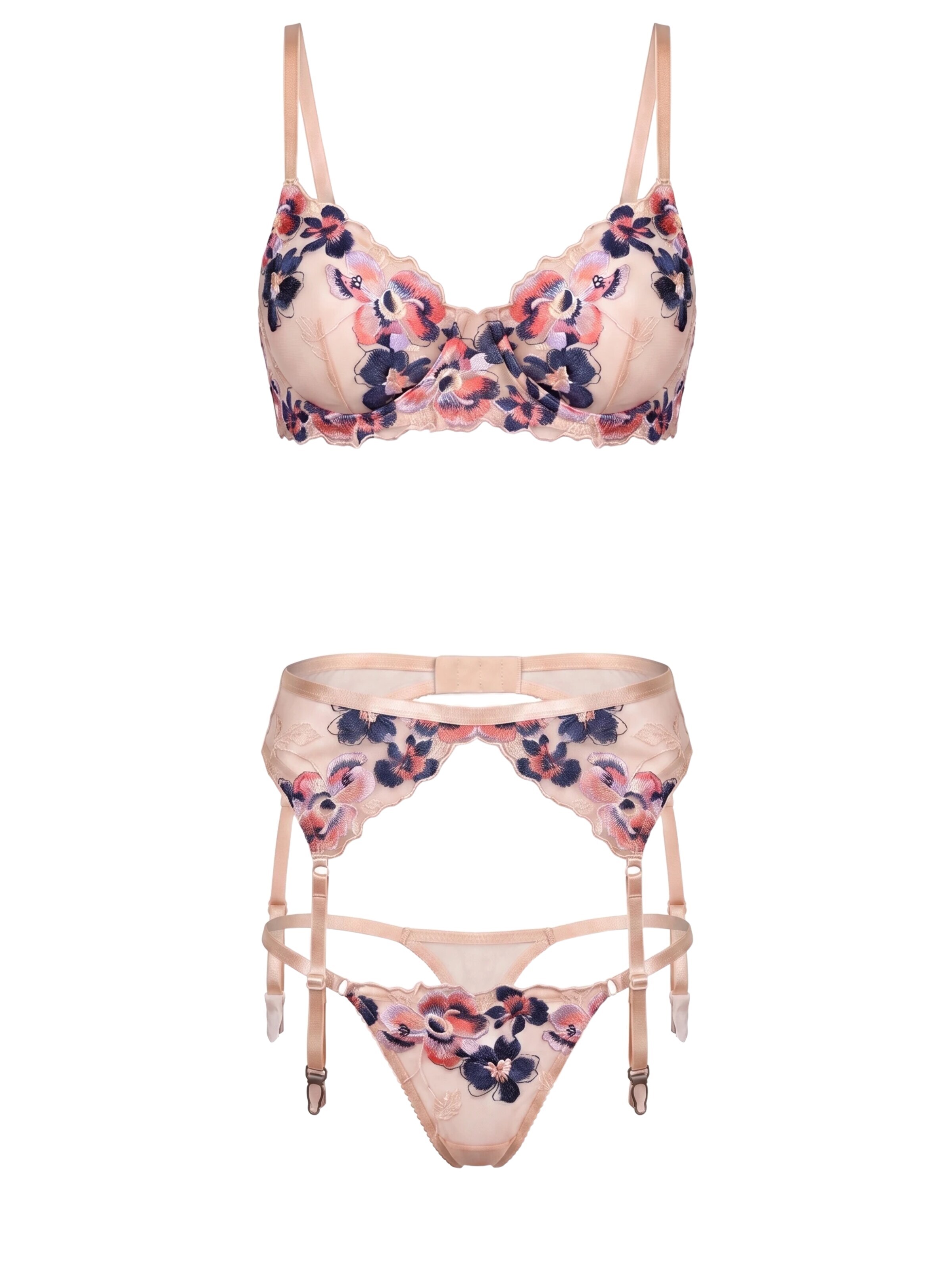 L.BEV Bustier Wäsche-Sets 'Sapore d'Estate'‌‌‌ in Pink: Vorderseite