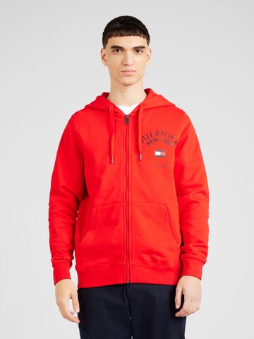 TOMMY HILFIGER Ζακέτα φούτερ 'Varsity Arched' σε κόκκινο: μπροστά