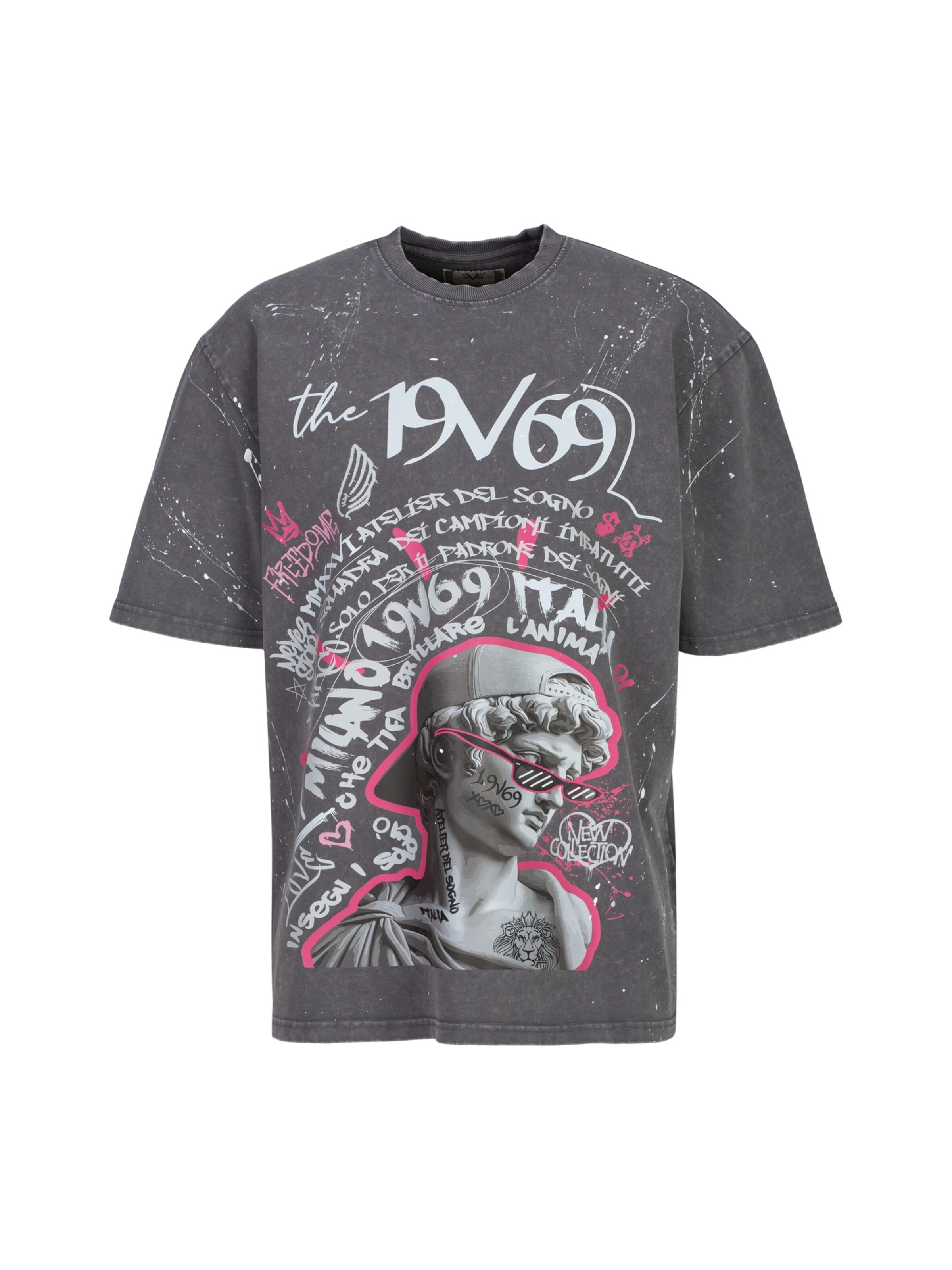 19V69 ITALIA Shirt ' Tamaro Graffiti ' in Grey: front