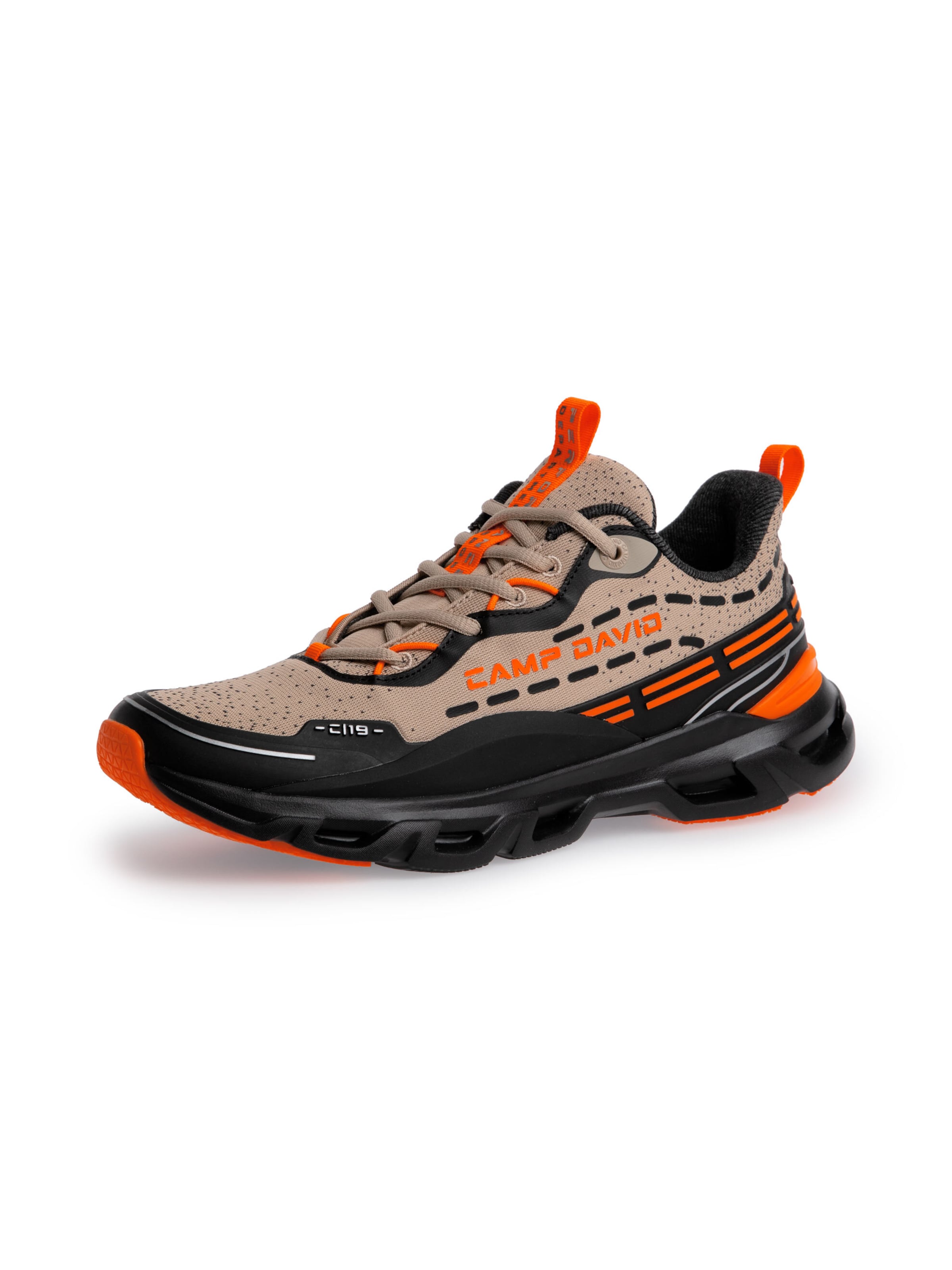 CAMP DAVID Premium Sneaker im Jacquard-Design in Beige: Vorderseite
