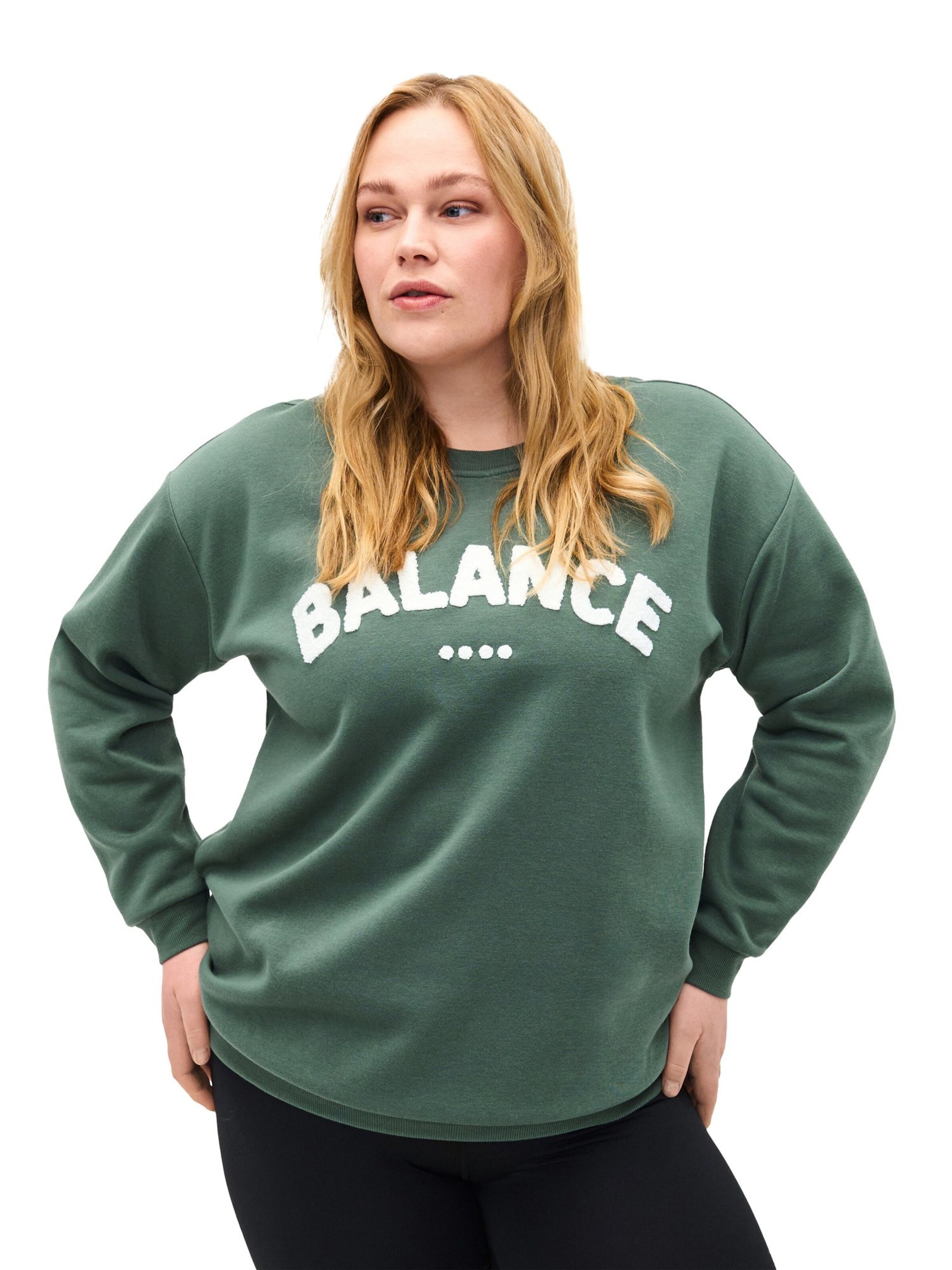 Sweat-shirt 'Cannie' Active by Zizzi en vert : devant