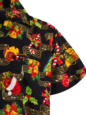 King Kameha Regular fit Overhemd 'Christmas Music' in Zwart