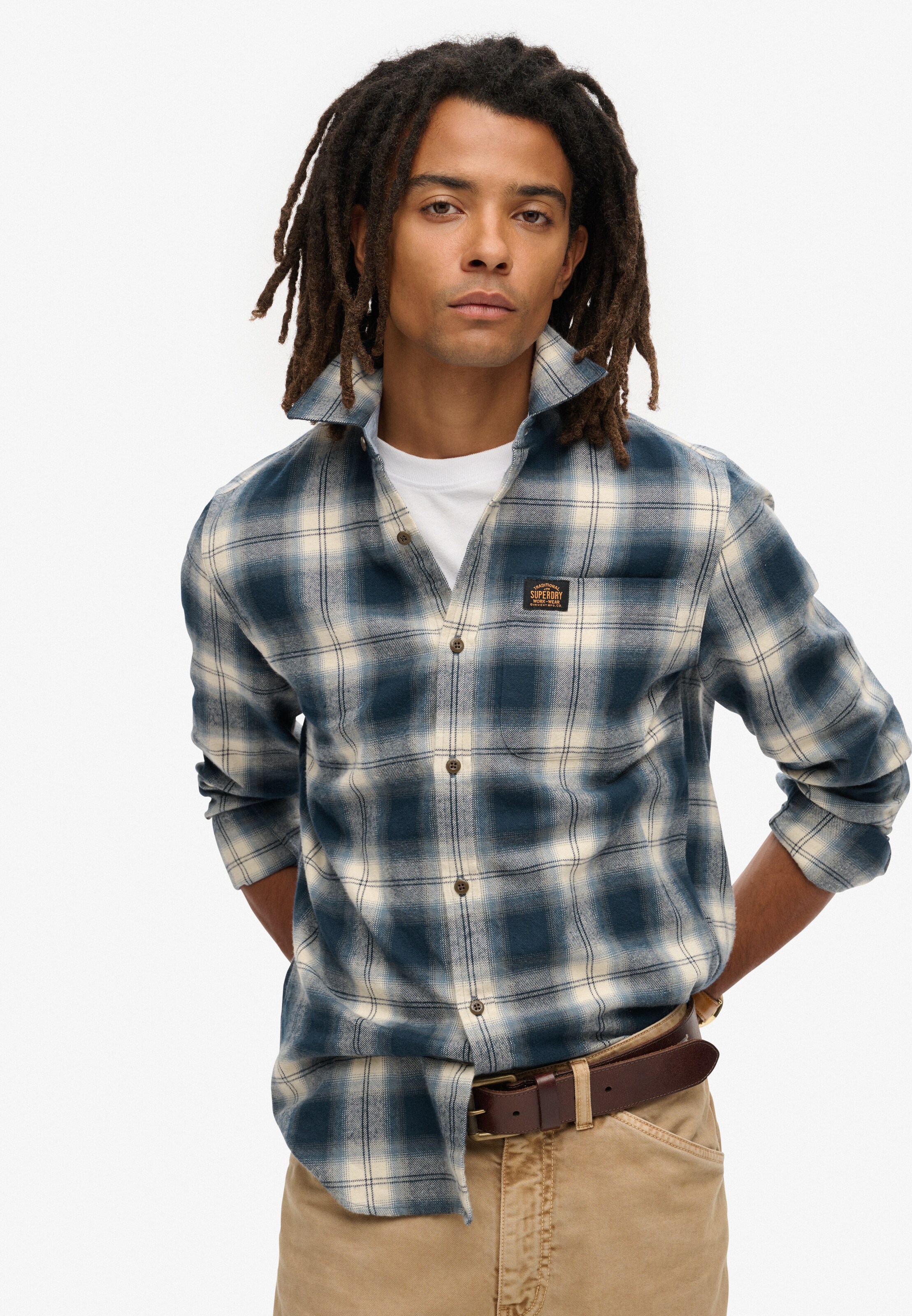 Superdry Regular fit Button Up Shirt in Blue: front