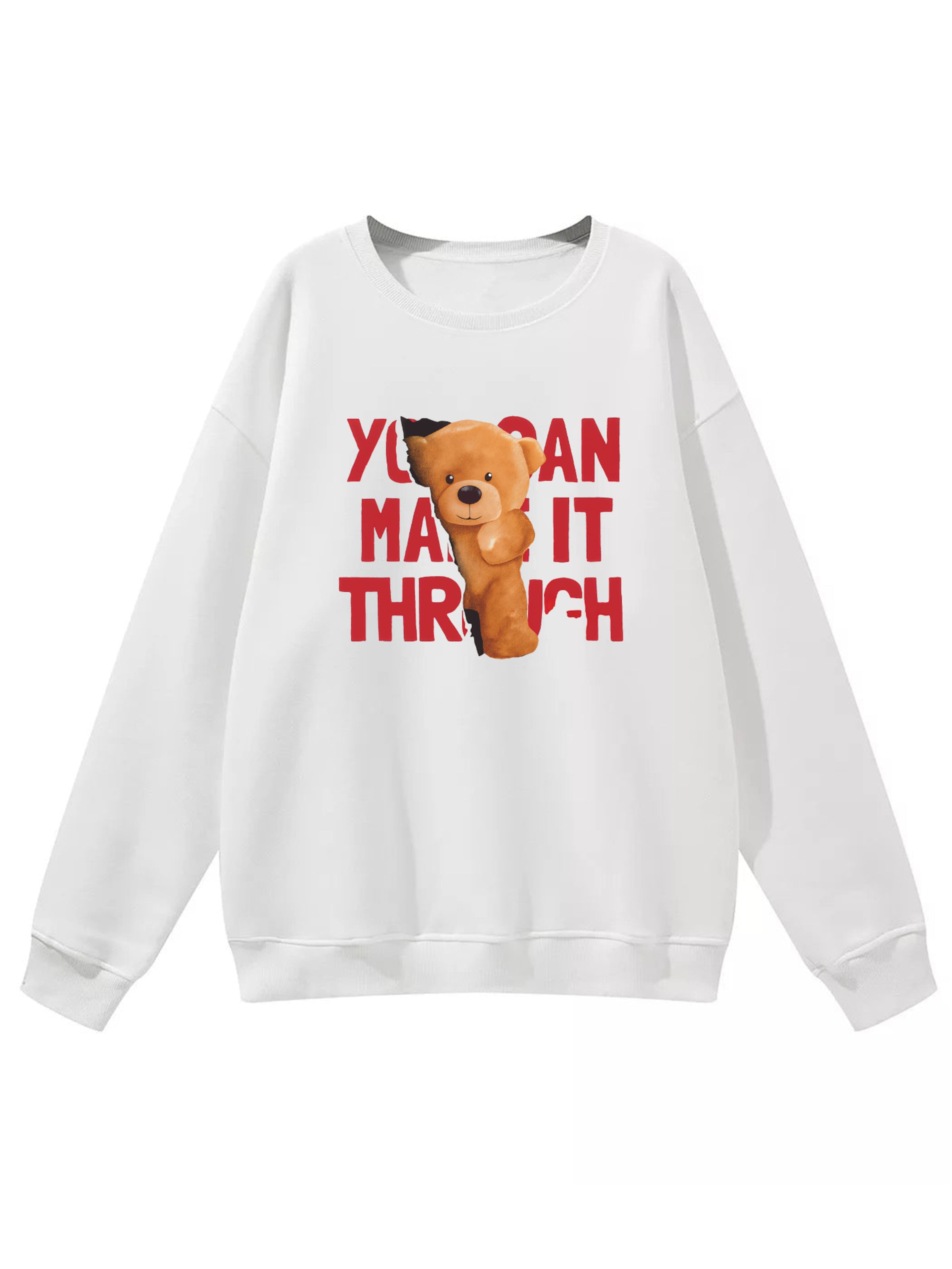 Felpa 'Women's Oversized Sweatshirt with Hikuma Print, Warm Fleece Blend' di GORHEY in bianco