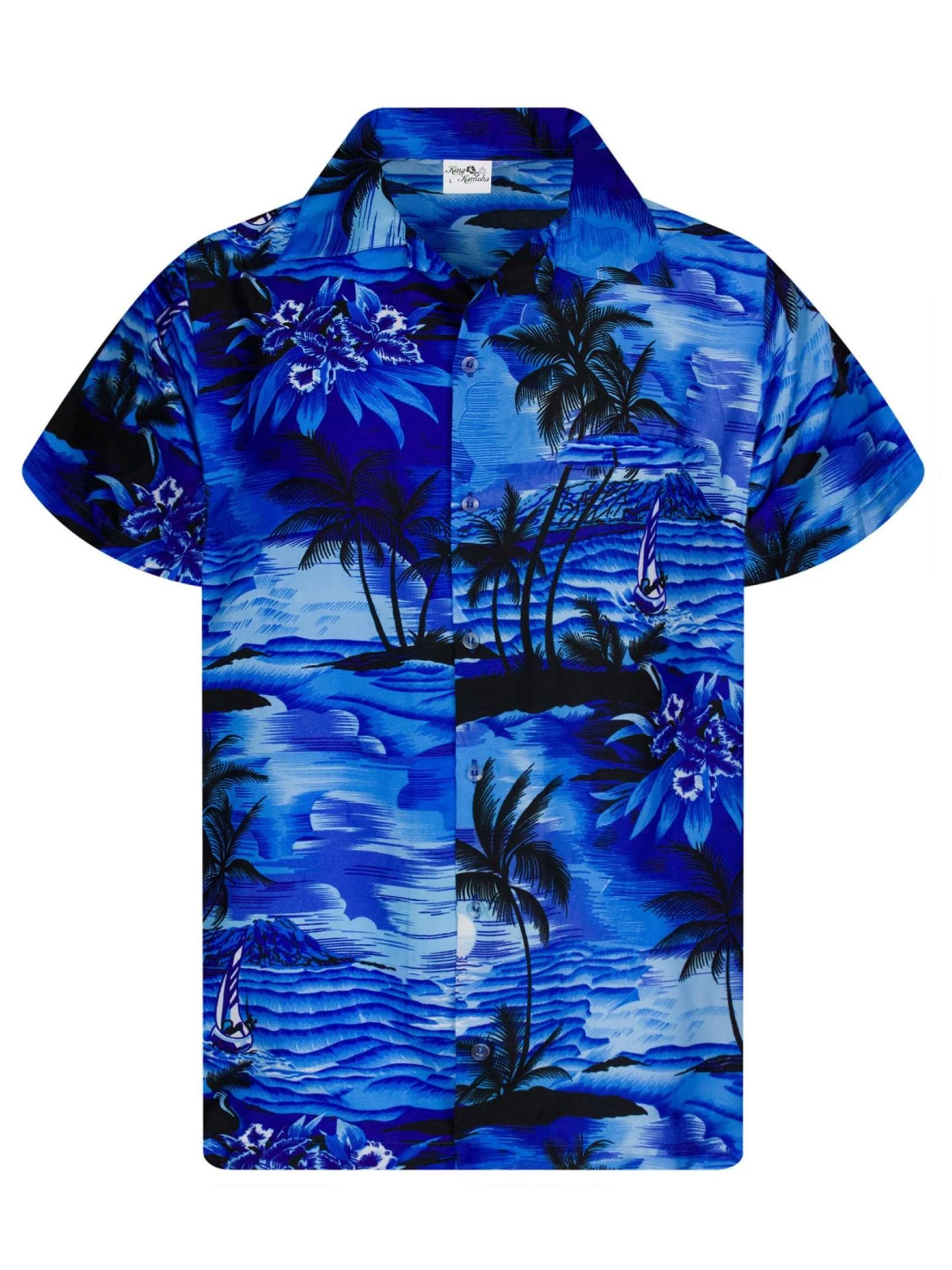 King Kameha Shirt 'Surf' in Blauw: voorkant