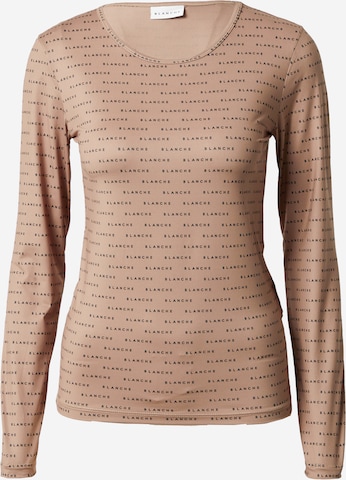 T-shirt Blanche en marron : devant