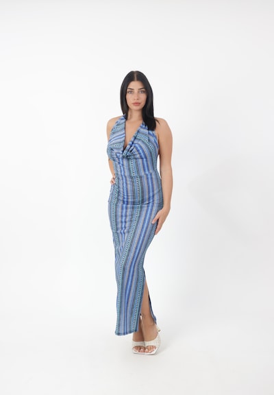 Elara Kleid in 40-42 in blau / aqua / dunkelgrau / offwhite, Produktansicht