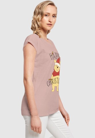 ABSOLUTE CULT Shirt 'Winnie The Pooh - Happy Christmas Holly' in Roze