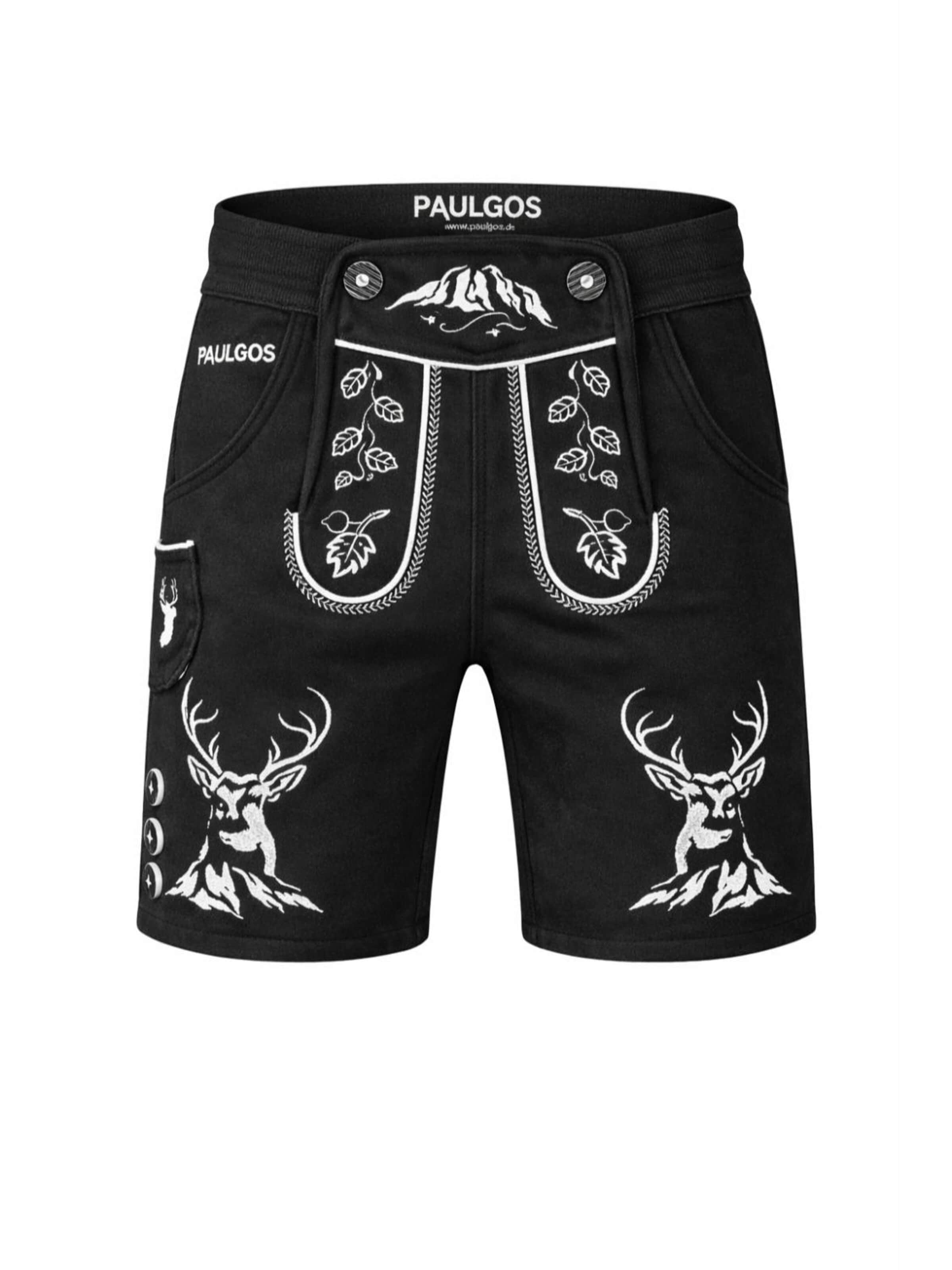 Paulgos Regular Traditional Pants 'PAULGOS Herren Trachten Jogginghose - Design Trachten Lederhose - JOK4 - in 3 Farben erhältlich - Größe S - 5XL' in Black: front