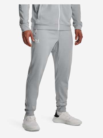 UNDER ARMOUR Tapered Sporthose in Grau: predná strana