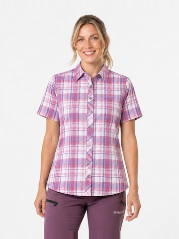 deproc Athletic button up shirt 'Outdoorbluse Copper Damen Kurzarmbluse kariert Funktionsbluse' in Pink: front