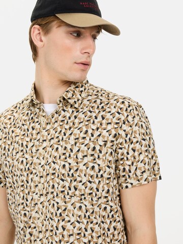 CAMEL ACTIVE Regular Fit Kurzarmhemd mit Strukturmuster in Beige
