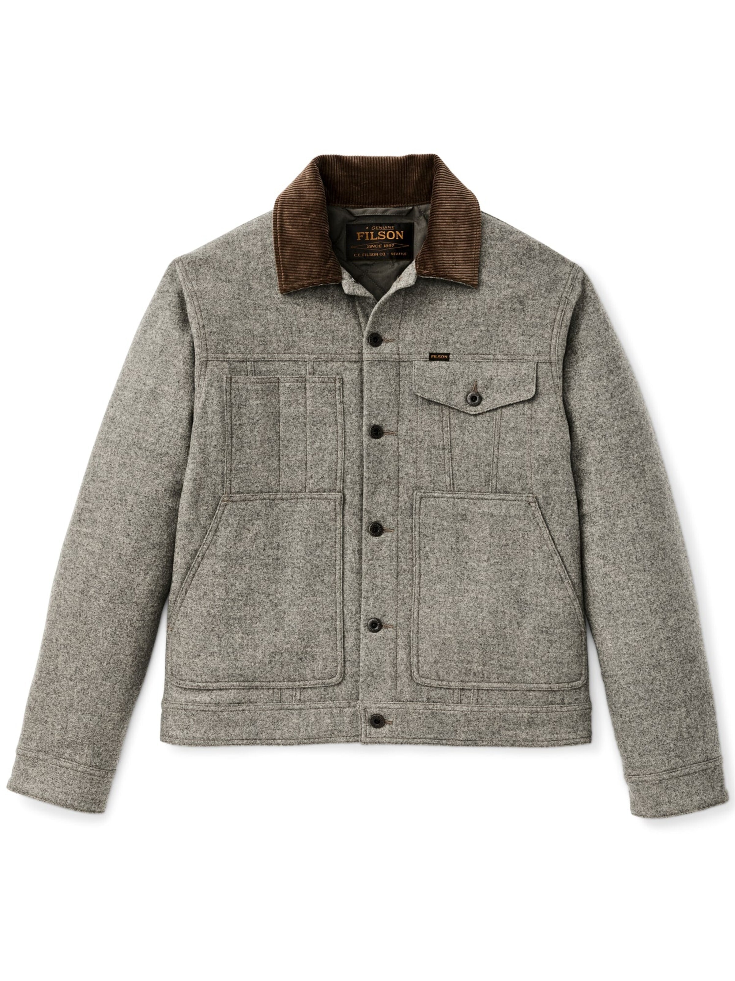 Filson Tussenjas in Grijs: voorkant