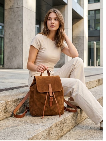 Sac à dos 'Leather Backpack in Suede Brown Venice Collection' THE DUST COMPANY en marron