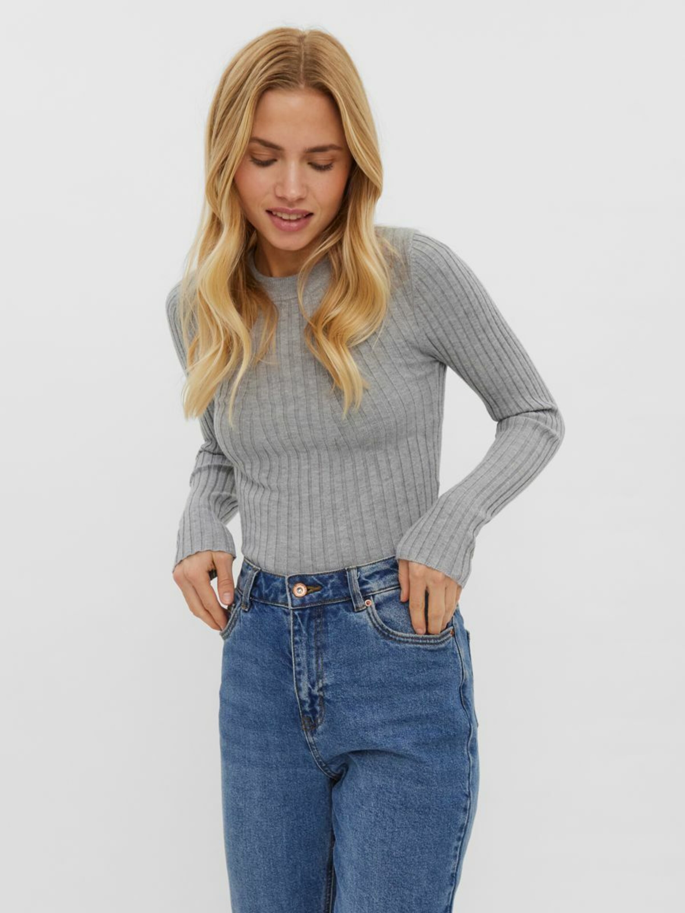 Frauen Pullover & Strick VERO MODA Shirt in Grau - JL27726 Frauen Pullover & Strick VERO MODA Shirt in Grau - JL27726