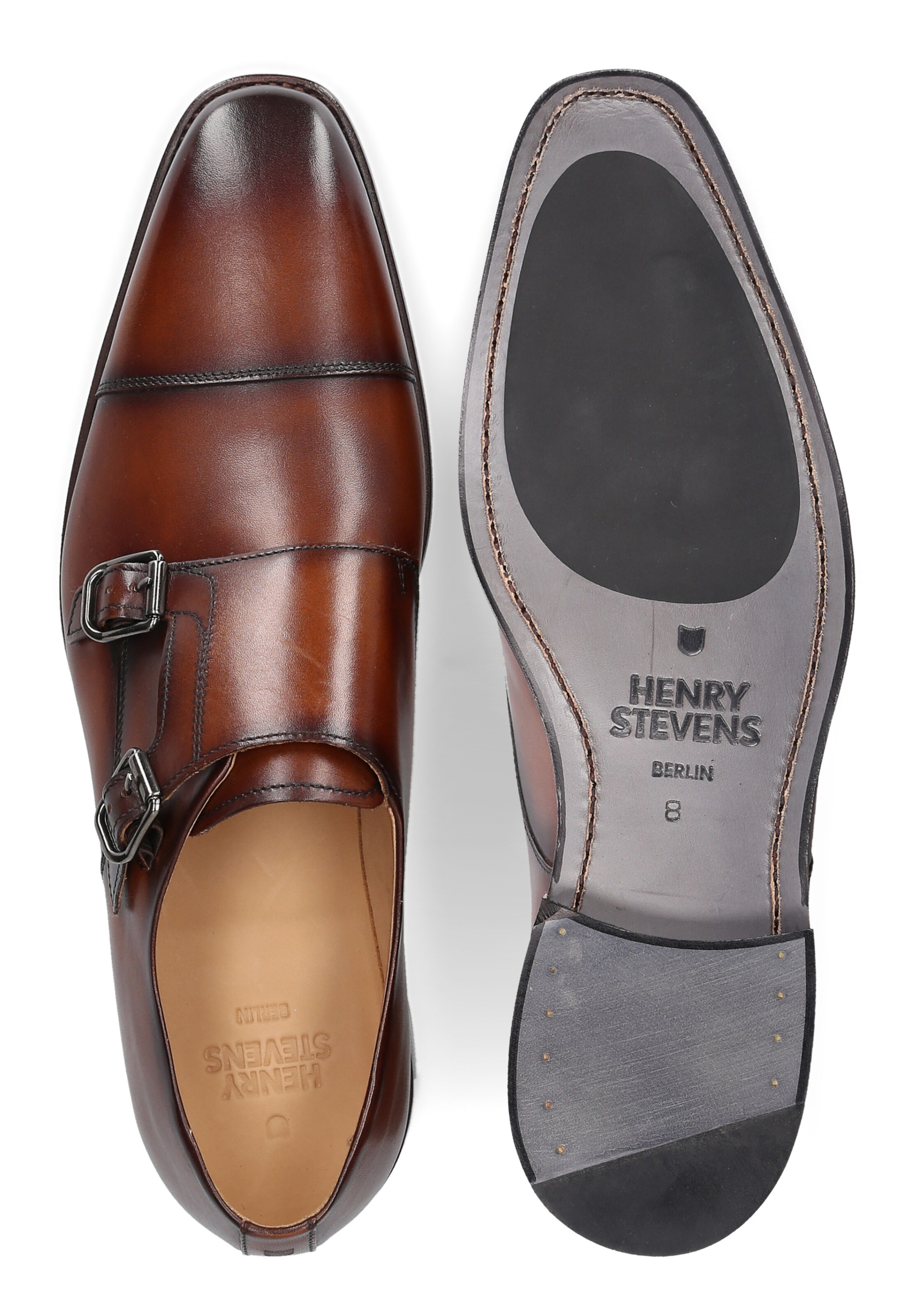 Henry Stevens Slipper 'Liam CDM Double Monk' in Braun