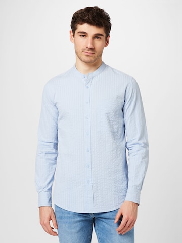 ABOUT YOU Slim fit Button Up Shirt 'Benno' in Blue: front