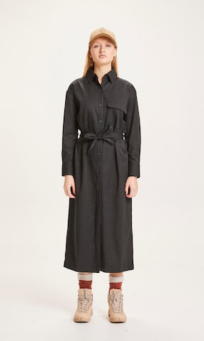 KnowledgeCotton Apparel Shirt Dress 'Azalea' in Black: front