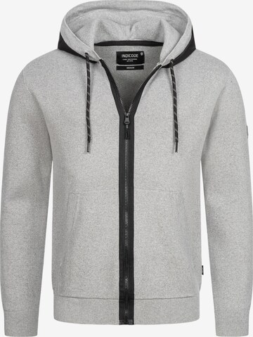 INDICODE JEANS Zip-Up Hoodie in Grey: front