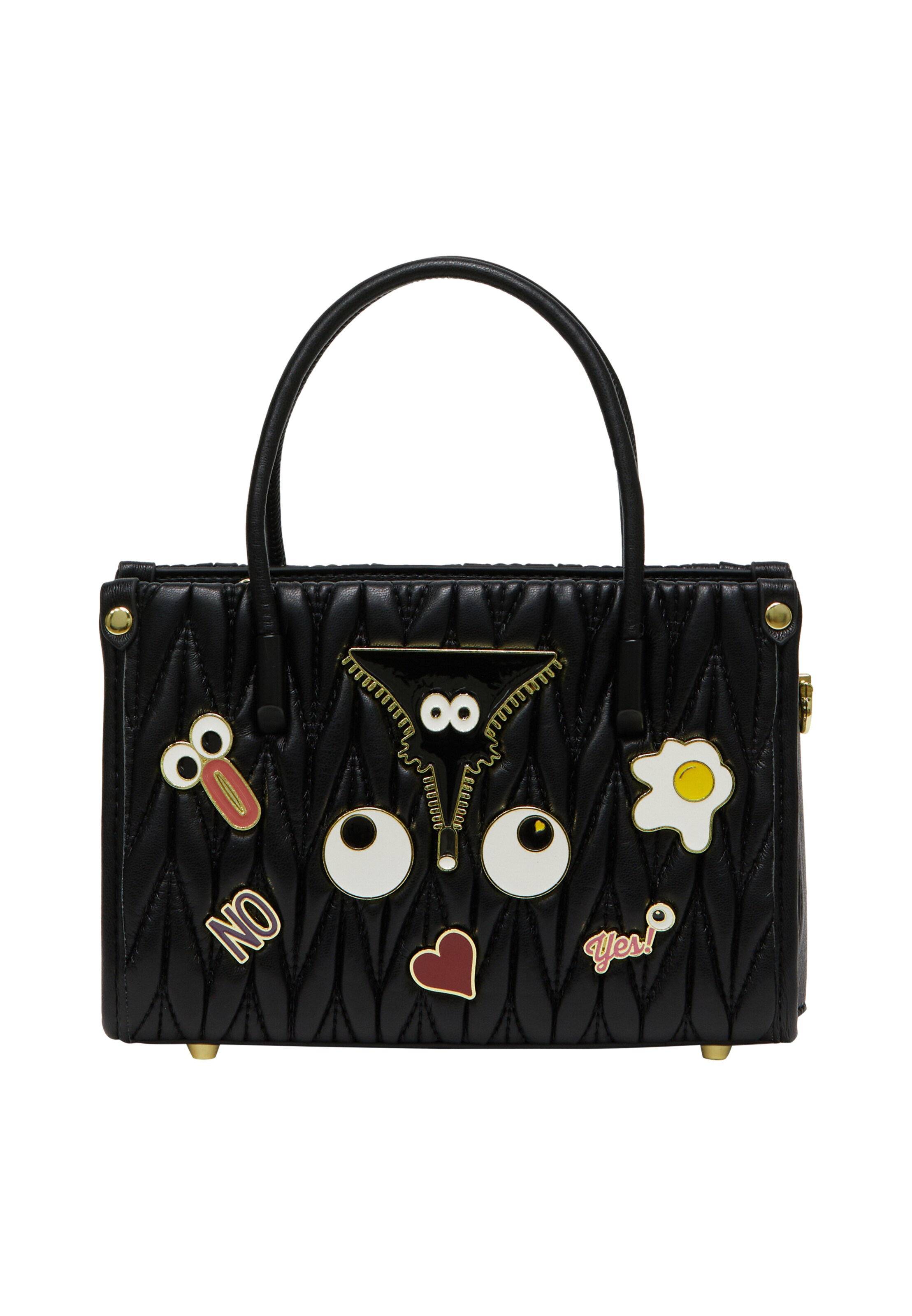 MYMO - Malas de tiracolo 'Pop Eyetheme' em preto: frente